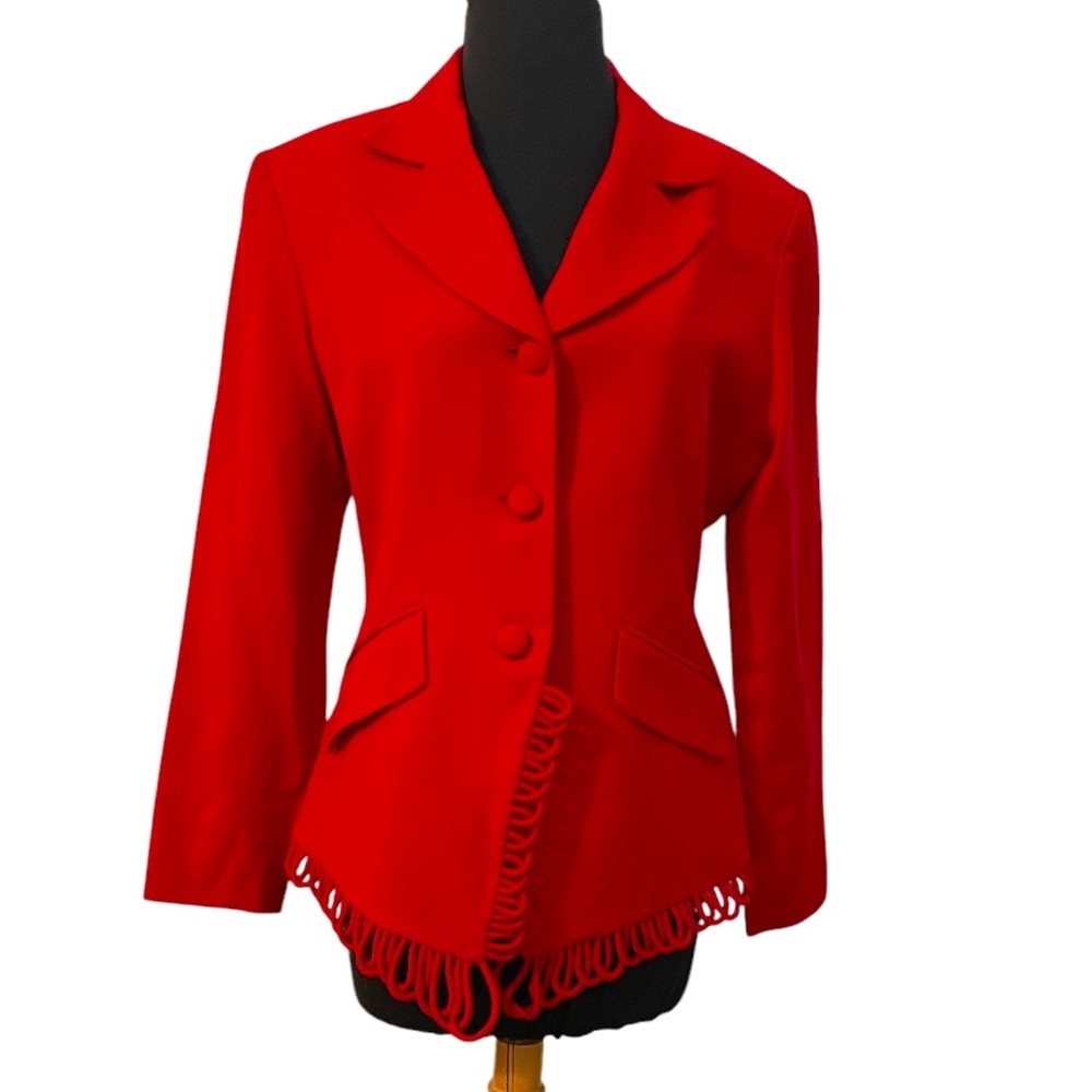 Cache Vintage Women"s Red Wool Jacket Size 10